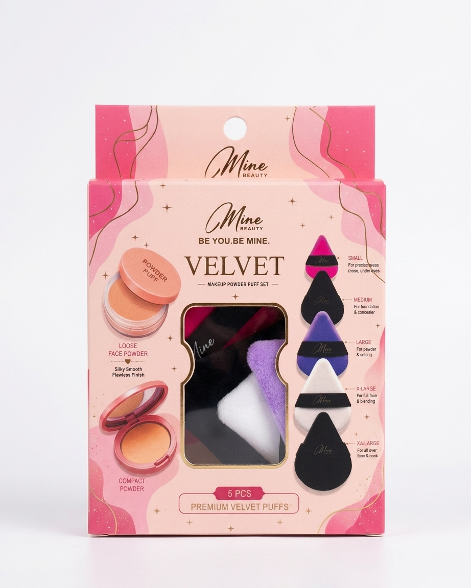 MineBeauty Premium Velvet Puffs - PACK OF 5