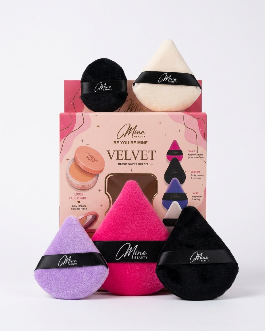 MineBeauty Premium Velvet Puffs - PACK OF 5